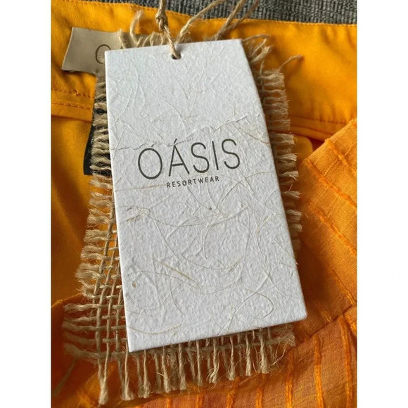 OÁSIS RESORT WEAR Women's Size L Orange Ribbed Dress Shorts Lightweight - Picture 5 of 7